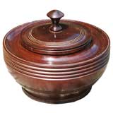 English Turned Treen Bowl with Lidded Top