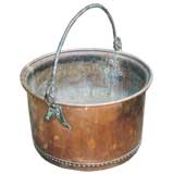 Antique 18th c. English Copper Apple Kettle with Wrought Iron Handle