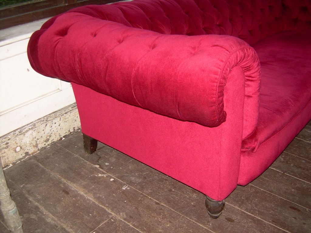 19th Century 19th c. English Roll Arm Button-back Chesterfield Sofa