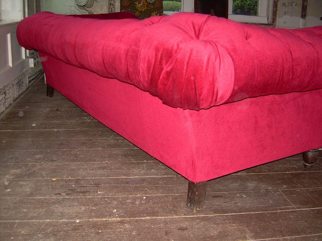19th c. English Roll Arm Button-back Chesterfield Sofa 1