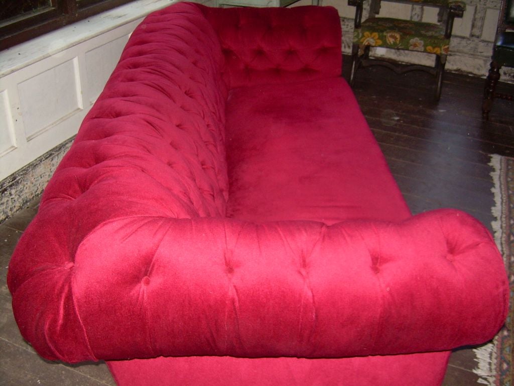 Upholstery 19th c. English Roll Arm Button-back Chesterfield Sofa