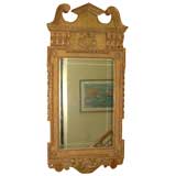 Important 18th c. English Giltwood Carved and Crested Mirror