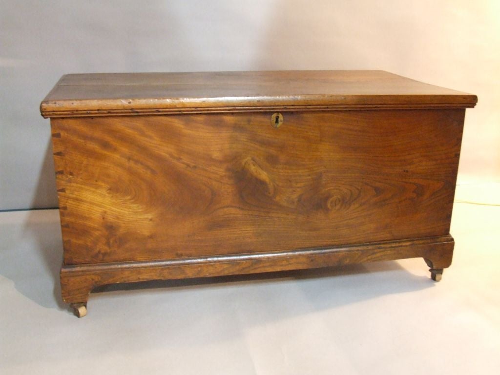 English Late 18th c. Elmwood Box on Castors