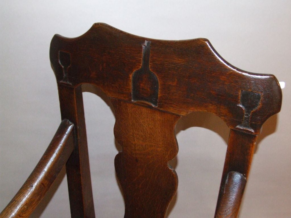 Rare 17th C English Oak Wainscott "Drinking" Chair