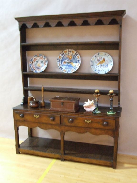18th Century and Earlier 18th Century Welsh Dresser with Scalloped Frieze and Apron