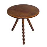Antique English Burlwood Gypsy Table with Bobbin-turned Legs