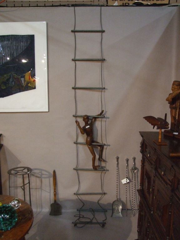 Early 20th C English-made Zinc and Iron Stowable Ship's Ladder