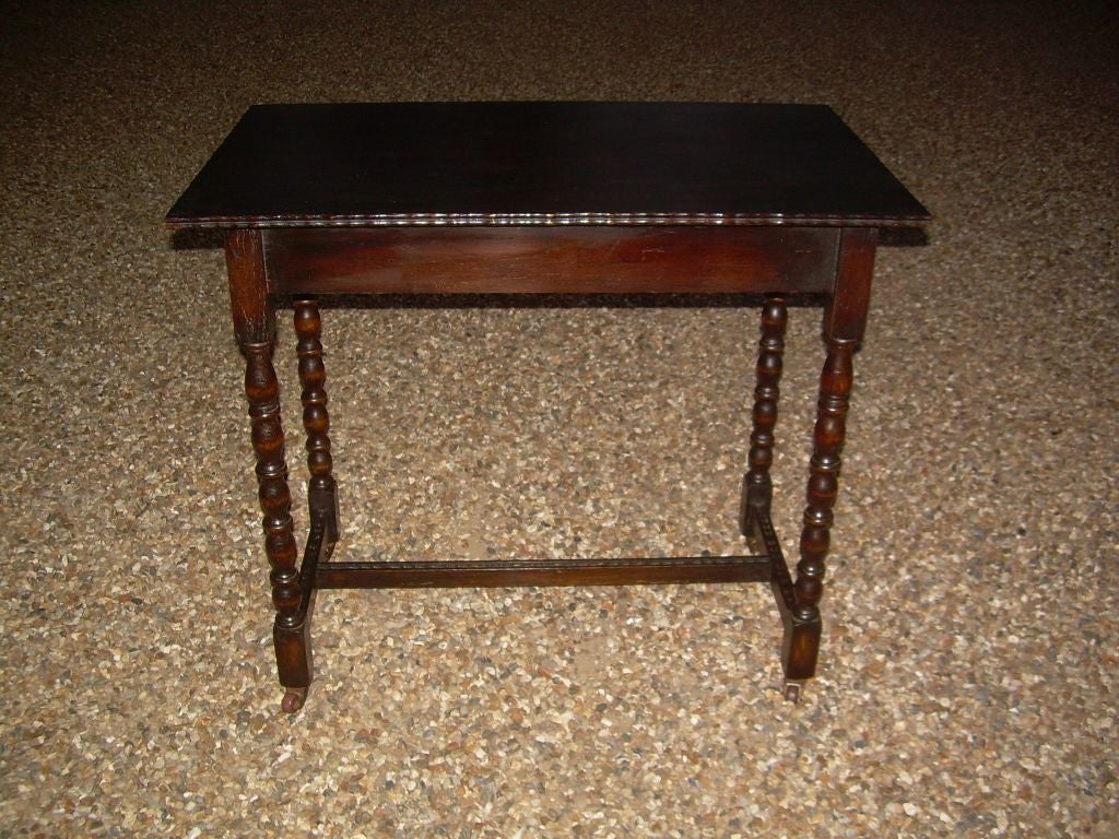Oak Side Table on Casters