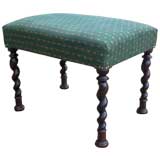 English 19th c. Upholstered Stool with Barley Twist Legs