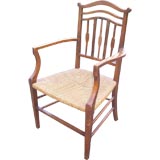 Late 19th c. English Elm Armchair with Rope Seat