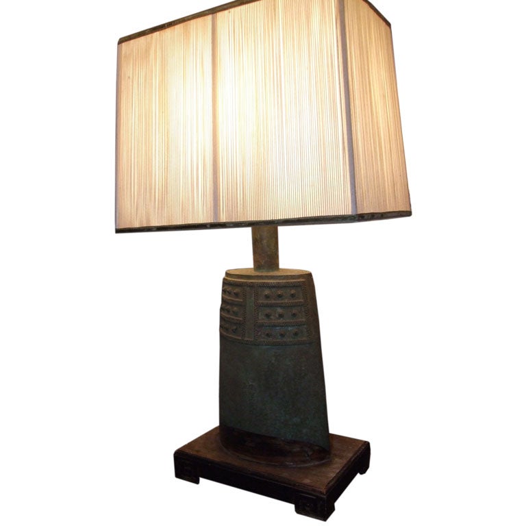 Chinese bronze bell - now as lamp