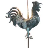 Rare 19th Century Copper Full Bodied Rooster Weathervane