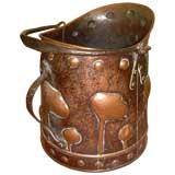 19th c. English Arts & Crafts Copper Repousee Bucket