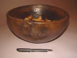 Antique early 19th C. oak ale bowl