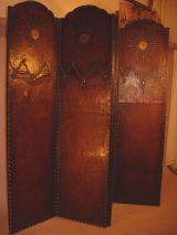 Four fold leather screen
