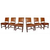 English Arts & Crafts Hide Covered Dining Chairs