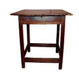 Antique Unusual 18th C Welsh Square Top Stretcher Base Table