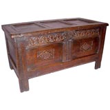 English Late 17th c. Diamond Patterned Oak Coffer