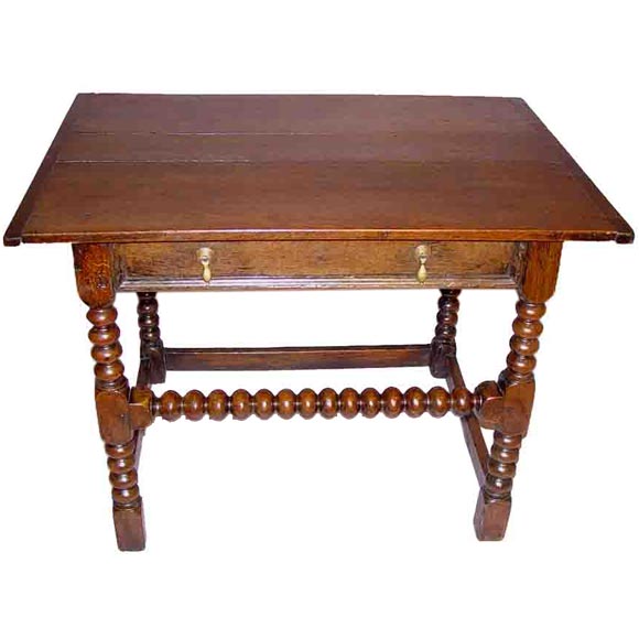 17th c. English Oak Tavern Table with Bobbin Turnings