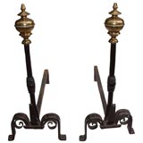 18th c. Highly Decorative and Boldly Designed English Andirons