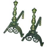 bronze and iron andirons