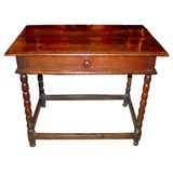William and Mary English Oak Side Table with Bobbin Legs