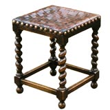 Late 19th c. English Arts & Crafts Leather Strap Woven Stool
