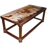 Bronzed Iron Coffee Table with Burnt Glaze Tile Top