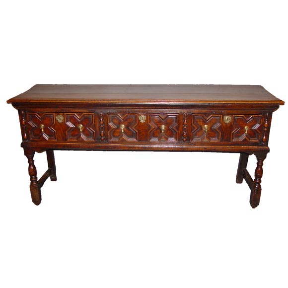 Charles II Period Geometric Oak Low Dresser