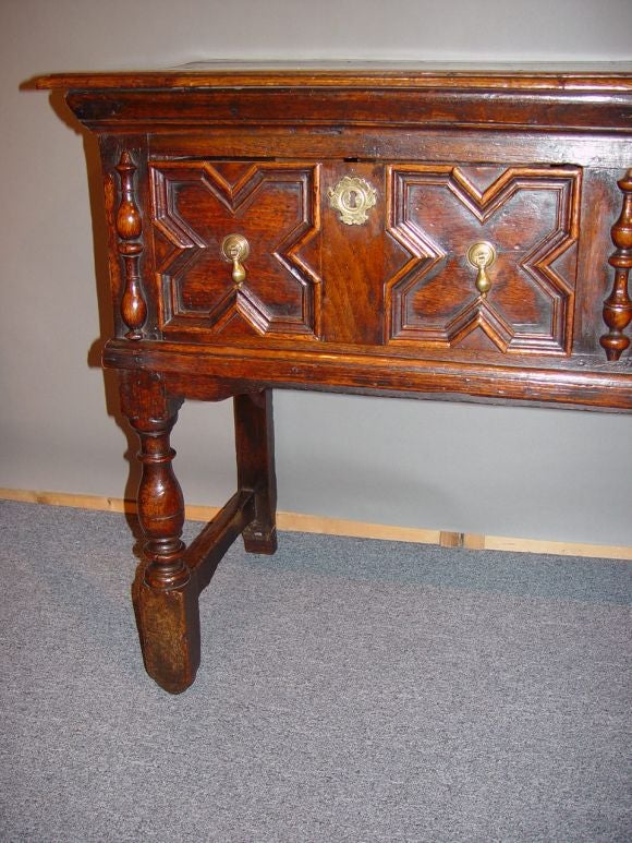 English Charles II Period Geometric Oak Low Dresser