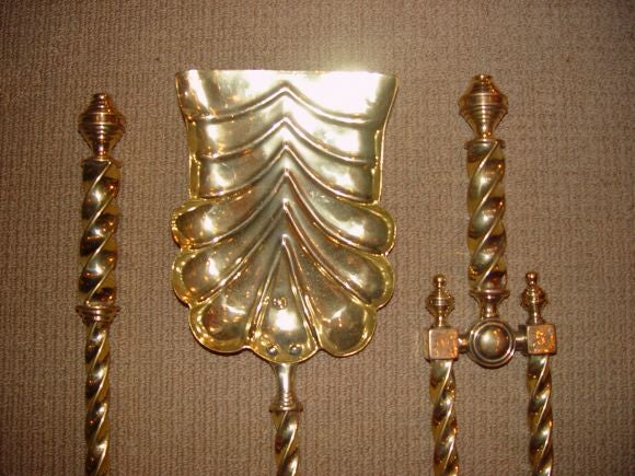 19th Century English Brass Firetools