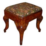 Antique Unusual burlwood Queen Anne stool