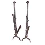 Antique 18th Century  Blacksmith-made Andirons