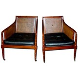 Vintage Pair Regency-Style Caned Armchairs