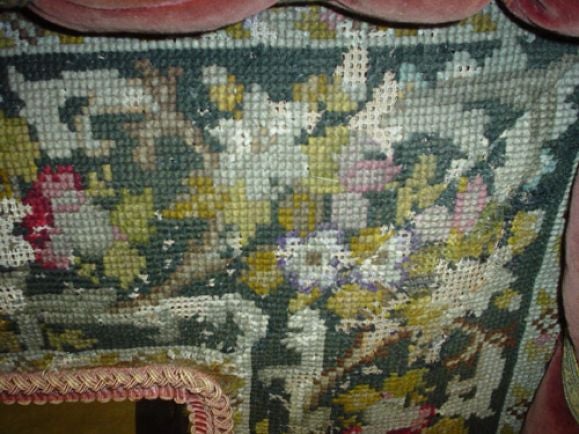 Unusual needlepoint and rope-twist mirror