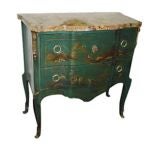 Green-Lacquered Marble-Top Commode