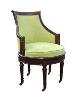 Directoire-Style Mahogany Swivel Chair on Castors