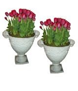 Antique Outstanding Pair Lead Urns