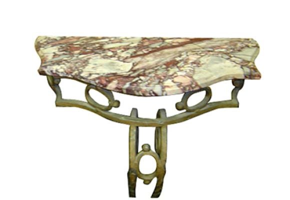 Pair Art Deco Marble-top consoles