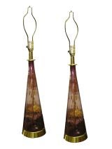 Pair Amethyst Glass Lamps