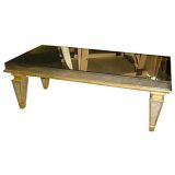Neo-Classical Style all-mirrored coffee table with gilded edges