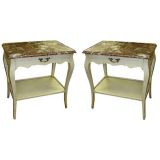 Pair Louis XV-Style Marble-Top tables