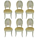 Vintage Set Six Grotto-Style Shell-Back Chairs