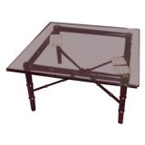 Ebonized Faux-Bamboo Glass-Top Coffee Table