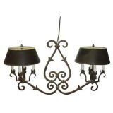 Wrought-Iron Billiard Fixture with Tole Shades