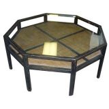 Octagonal Ebonized Coffee Table Attributed to Harvey Probber