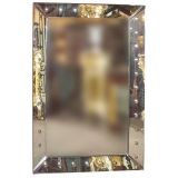 Vintage Rectangular Mirror Featuring  Etched Bubble Design Along Borders