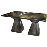 Ebonized Limed-Oak Pedestal Table