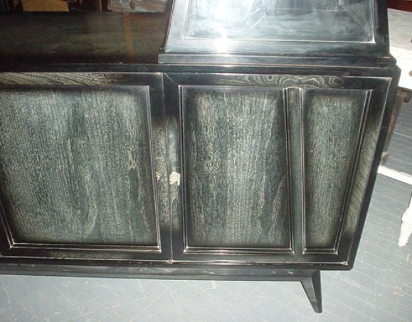 American Highly Unusual Ebonized, limed oak sideboard