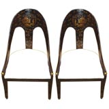 Antique An exceptional pair of lacquered "spoon-back" chairs